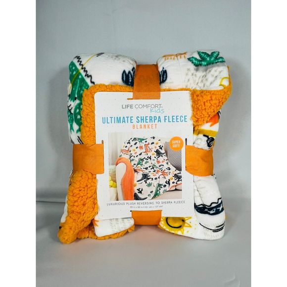 life comfort Other - Life Comfort Ultimate Sherpa Fleece Blanket Alligator Dinosaur Orange